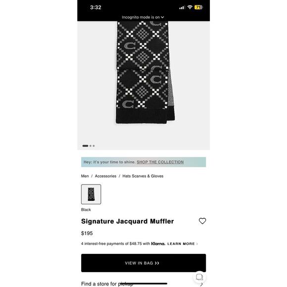 Ladies Women’s COACH Signature Scarf Reversible - Picture 7 of 7